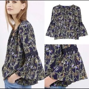 Topshop Floral Bell Sleeve Top